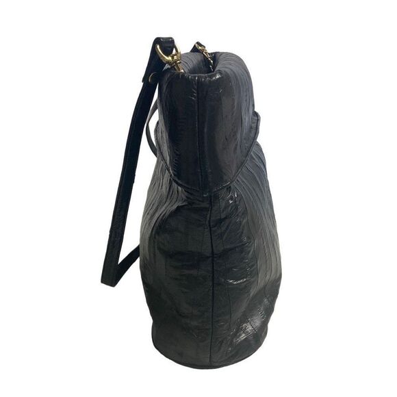 LUV. U.S.A.Women’s Genuine Eel Skin Crossbody Handbag 9.5X3.5X14 Black - Picture 2 of 12